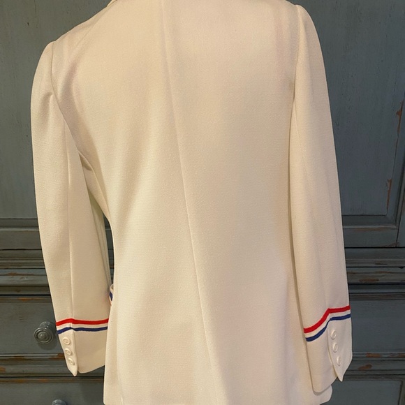 Vintage Act III V Neck Sleeveless Sweater & Matching Jacket Cream Red And Blue - Picture 7 of 8
